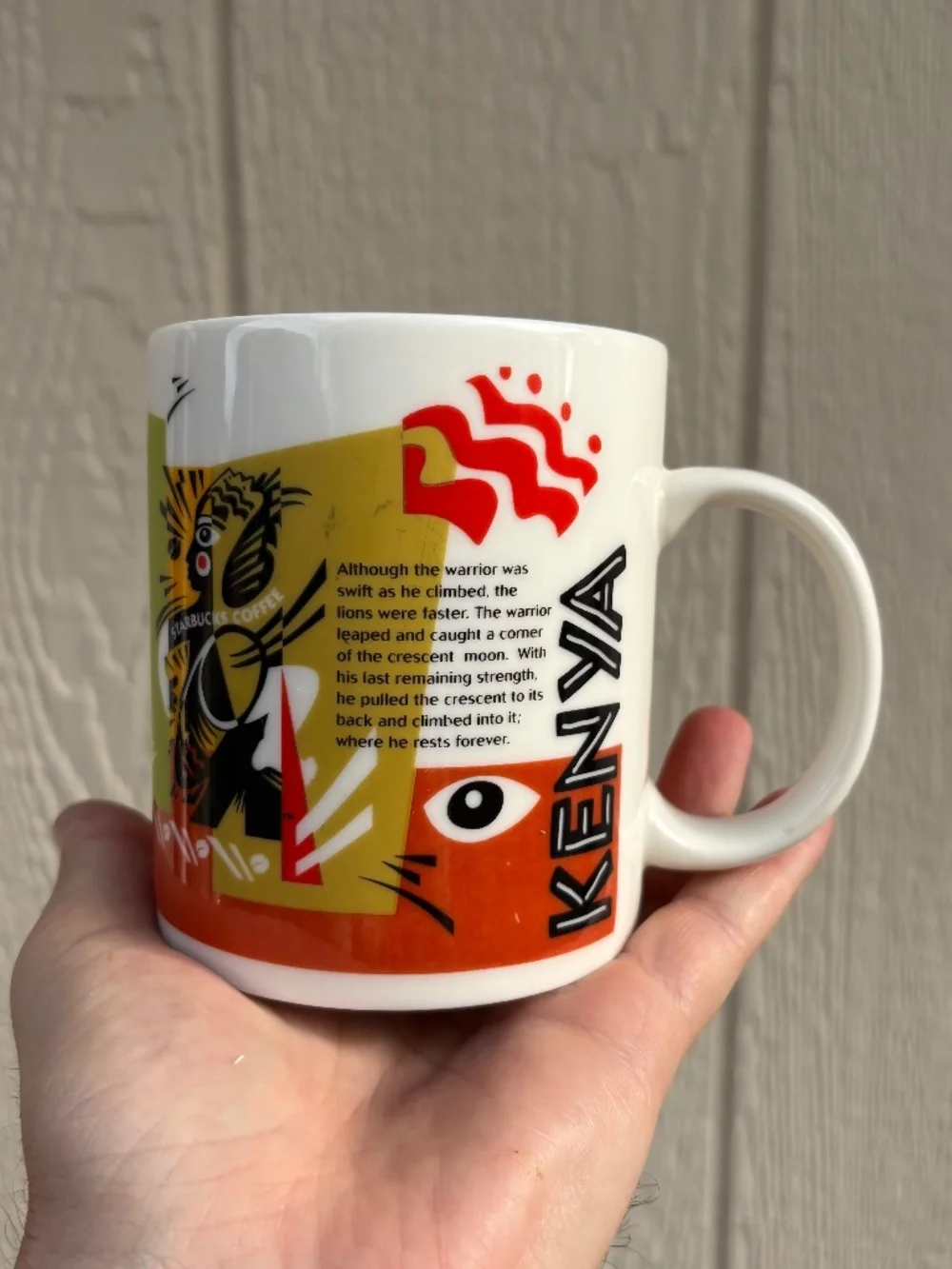 Vintage 1998 Starbucks Coffee Origin Blend Series Kenya Mug Warrior Lion Moon